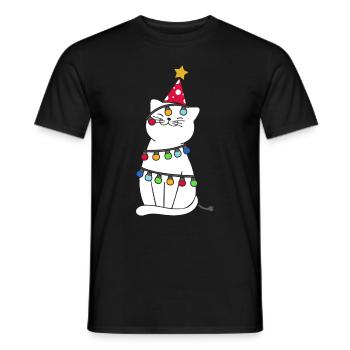 Chat de noel - T-shirt homme - noir - Devant - AI Model Male 178 light (178cm)