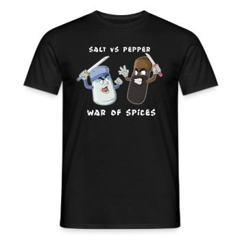 Fight of spices salt against pepper ninja sword - Men's T-Shirt - black - Front - AI Model Male 178 light (178cm)