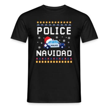 Police Police Navidad - T-shirt homme - noir - Devant - AI Model Male 178 light (178cm)