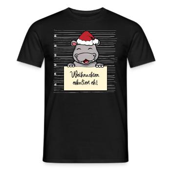 Es eskaliert eh lustige Weihnachten Nilpferd - Männer T-Shirt - Schwarz - Vorne - AI Model Male 178 light (178cm)