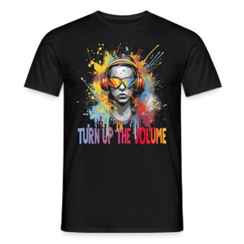 Turn up the volume Hip Hop Music - Men's T-Shirt - black - Front - AI Model Male 178 light (178cm)