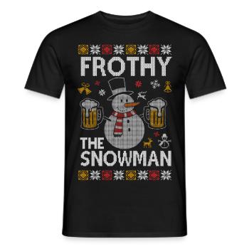 Frothy The Snowman Frosti the snowman - Men's T-Shirt - black - Front - AI Model Male 178 light (178cm)