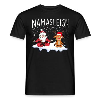 Namasleigh Santa Claus Reindeer Yoga - Men's T-Shirt - black - Front - AI Model Male 178 light (178cm)