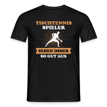 Tischtennis - Männer T-Shirt - Schwarz - Vorne - AI Model Male 178 light (178cm)