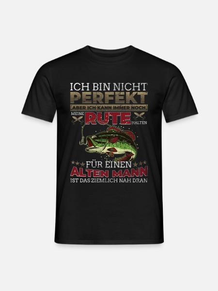 Angler - Alter Mann beim Angeln - Perfektion - Männer T-Shirt - Schwarz