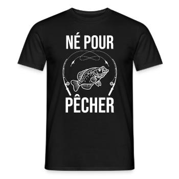 né pour pêcher 2 - T-shirt homme - noir - Devant - AI Model Male 178 light (178cm)