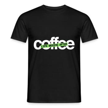 Citation de vie drôle La vie commence après le café - T-shirt homme - noir - Devant - AI Model Male 178 light (178cm)