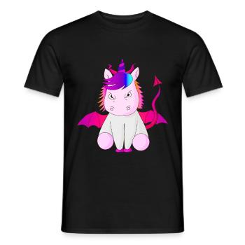 Einhorn Teufelshorn Geschenk Idee böse Vektor - Männer T-Shirt - Schwarz - Vorne - AI Model Male 178 light (178cm)