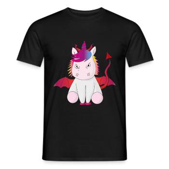 Teufelshorn das Einhorn böse Geschenkidee witzig - Männer T-Shirt - Schwarz - Vorne - AI Model Male 178 light (178cm)