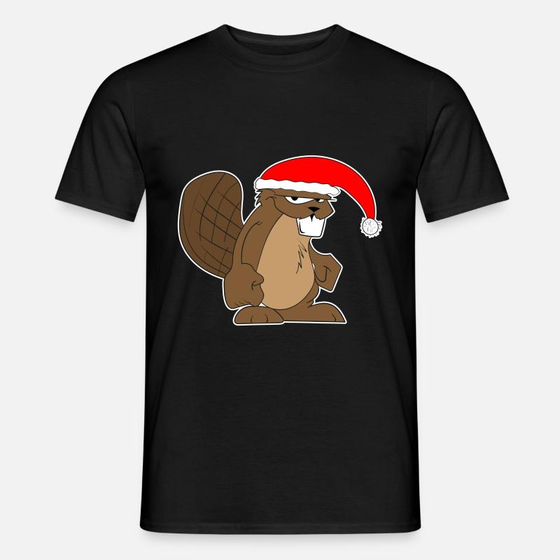 Biber Weihnachten Geschenkidee Weihnachtsgeschenk - Männer T-Shirt - Schwarz