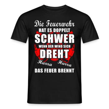 Die Feuerwehr hat es doppelt schwer cooler Spruch - Männer T-Shirt - Schwarz - Vorne - AI Model Male 178 light (178cm)