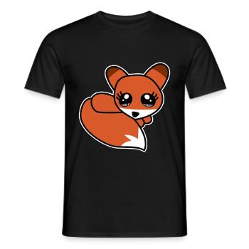 Cute little fox with cute eyes children - Men's T-Shirt - black - Front - AI Model Male 178 light (178cm)