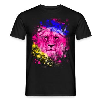 Lion art cadeau tête de lion coloré - T-shirt homme - noir - Devant - AI Model Male 178 light (178cm)