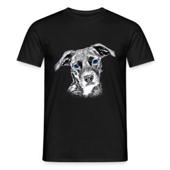 Niedlicher Hundekopf mit baluen Augen - Männer T-Shirt - Schwarz - Vorne - AI Model Male 178 light (178cm)