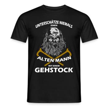 Alter Mann mit Gehstock witziger Spruch Geschenk - Männer T-Shirt - Schwarz - Vorne - AI Model Male 178 light (178cm)