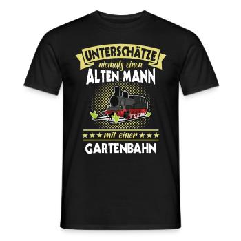 Gartenbahn Eisenbahn Garten Gartenbahner - Männer T-Shirt - Schwarz - Vorne - AI Model Male 178 light (178cm)