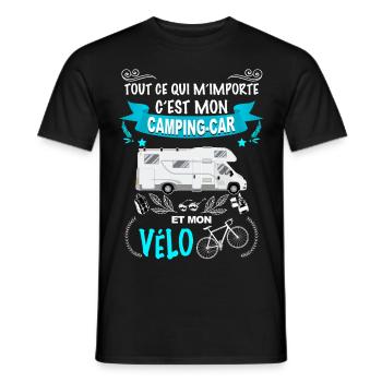 Camping car et vélo - T-shirt homme - noir - Devant - AI Model Male 178 light (178cm)