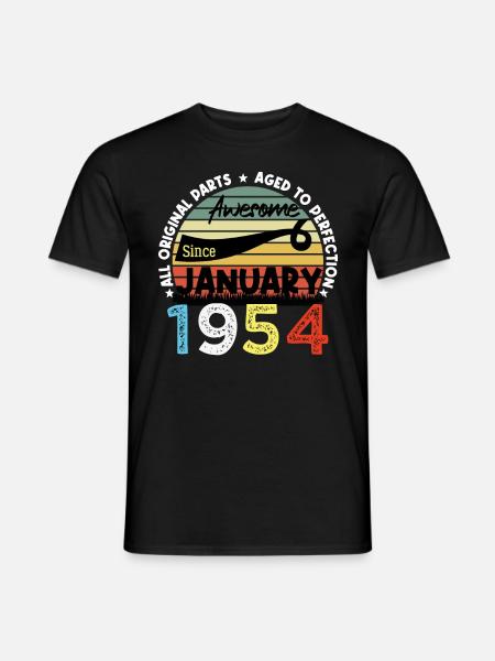 Awesome Since January 1954 Vintage 70 Years Birthday - Men's T-Shirt - black
