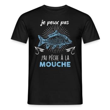 j peux pas j ai peche a la mouche - T-shirt homme - noir - Devant - AI Model Male 178 light (178cm)