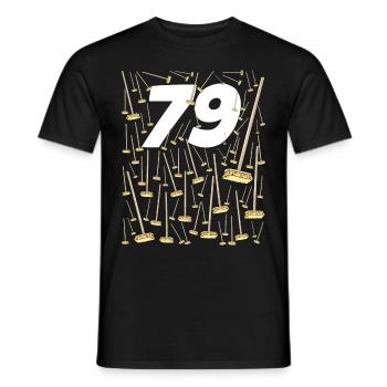 79 Brooms Birthday 79 Years Grandpa Gift - Men's T-Shirt - black - Front - AI Model Male 178 light (178cm)