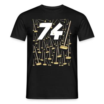 74 brooms Birthday gift cool man and woman - Men's T-Shirt - black - Front - AI Model Male 178 light (178cm)