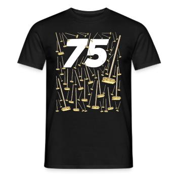 75 Balais anniversaire humour homme femme 75 ans - T-shirt homme - noir - Devant - AI Model Male 178 light (178cm)