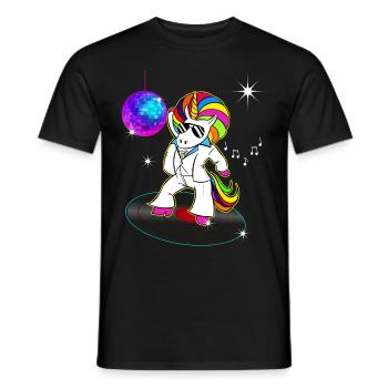 Vintage Einhorn Disco 70er Jahre 80er Jahre Afro Frisur - Männer T-Shirt - Schwarz - Vorne - AI Model Male 178 light (178cm)