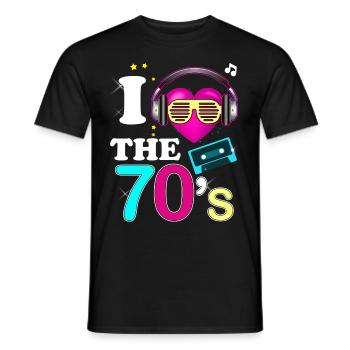 Vintage 70er Jahre Kassette und Retro-Musik - Männer T-Shirt - Schwarz - Vorne - AI Model Male 178 light (178cm)