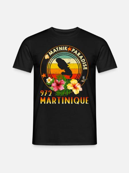 Martinique Paradise Matnik 972 Vintage Damen Herren - Männer T-Shirt - Schwarz