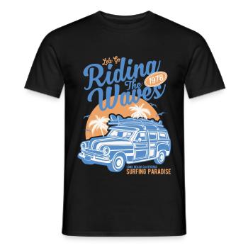 Riding The Waves Vintage Style - Men's T-Shirt - black - Front - AI Model Male 178 light (178cm)