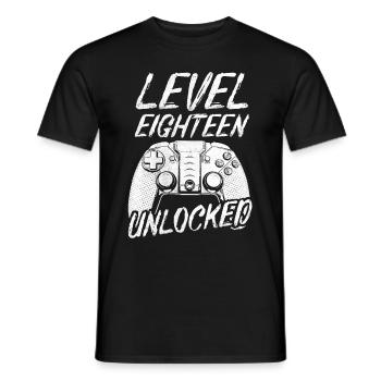 Level 18 Unlocked 18th Birthday - Men's T-Shirt - black - Front - AI Model Male 178 light (178cm)