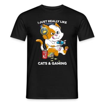 Funny Cat Gaming Cat Lover Kawaii Video Games - Men's T-Shirt - black - Front - AI Model Male 178 light (178cm)