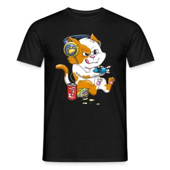 Funny Cat Gaming Cat Lover Kawaii Videospiele - Männer T-Shirt - Schwarz - Vorne - AI Model Male 178 light (178cm)