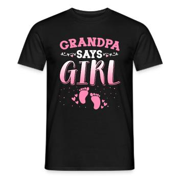 Opa sagt, dass das Geschlecht des Mädchens das neugeborene Mädchen Baby enthüllt - Männer T-Shirt - Schwarz - Vorne - AI Model Male 178 light (178cm)
