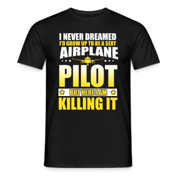 Lustiger Flugzeugpilot Flugzeug fliegender Pilot - Männer T-Shirt - Schwarz - Vorne - AI Model Male 178 light (178cm)