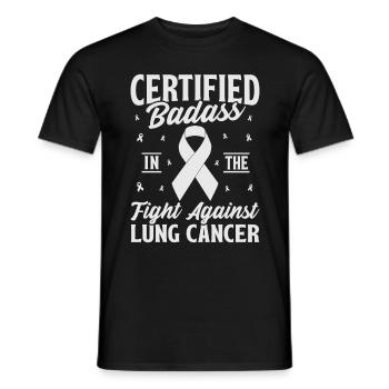 Lung Cancer Survivor White Ribbon Lung Cancer - Men's T-Shirt - black - Front - AI Model Male 178 light (178cm)