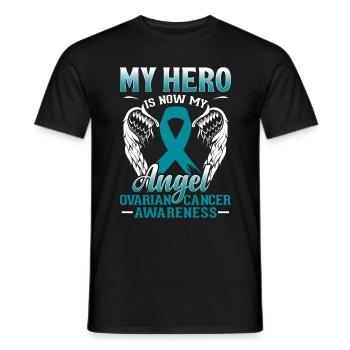 Mon héros est maintenant mon ange Ruban sarcelle ovarien - T-shirt homme - noir - Devant - AI Model Male 178 light (178cm)