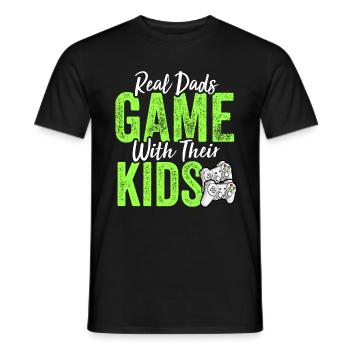 Funny Gamer Dad Son Daughter Tee - Video Gaming - Men's T-Shirt - black - Front - AI Model Male 178 light (178cm)