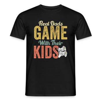 Echte Väter Spiel mit ihren Kindern - Funny Gamer Dad - Männer T-Shirt - Schwarz - Vorne - AI Model Male 178 light (178cm)