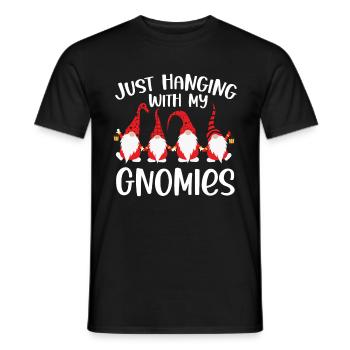 Hanging with My Gnomies Funny Christmas Gnomes - Men's T-Shirt - black - Front - AI Model Male 178 light (178cm)