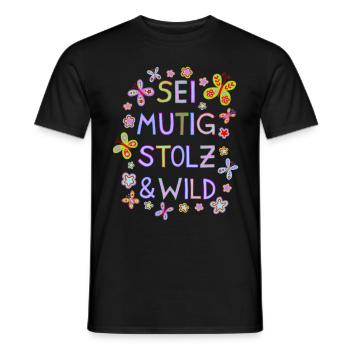 Brave Pride Wild Beautiful Saying Motivation Children - Men's T-Shirt - black - Front - AI Model Male 178 light (178cm)