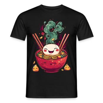 Bol de Ramen Gaï Kawaii Japon - T-shirt homme - noir - Devant - AI Model Male 178 light (178cm)