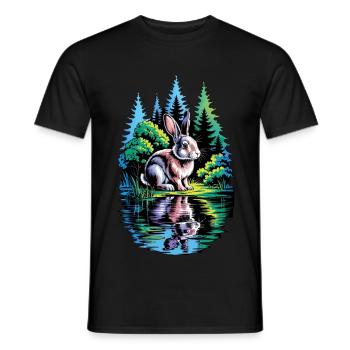Kreatives Kaninchen-Motiv – Schöne Illustration - Männer T-Shirt - Schwarz - Vorne - AI Model Male 178 light (178cm)
