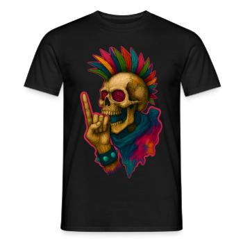 Punk Skull - Men's T-Shirt - black - Front - AI Model Male 178 light (178cm)