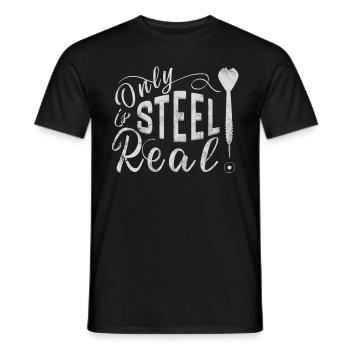 Darts Only Steel est le véritable Darten Dart Arrow Steel - T-shirt homme - noir - Devant - AI Model Male 178 light (178cm)