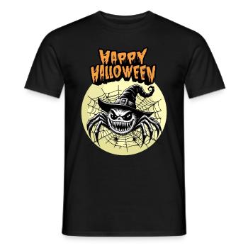 Happy Halloween Spider Spider Web Witch Witch Hat - Men's T-Shirt - black - Front - AI Model Male 178 light (178cm)