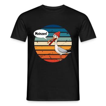 Hamburg Moin Moinzen Seagull North Sea Coast Holiday Fun - Men's T-Shirt - black - Front - AI Model Male 178 light (178cm)