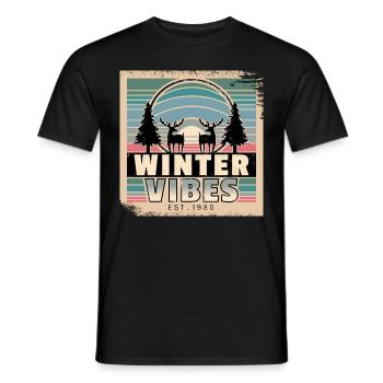 Ambiance hivernale pour les amoureux de la nature au coucher du soleil - T-shirt homme - noir - Devant - AI Model Male 178 light (178cm)