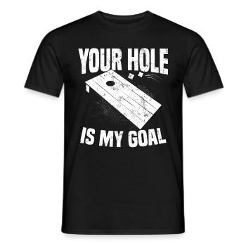 Dein Loch ist mein Ziel Lustiger Cornhole Sitzsack Rasen - Männer T-Shirt - Schwarz - Vorne - AI Model Male 178 light (178cm)