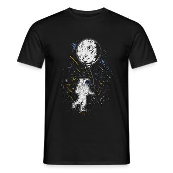 Astronaute avec ballon - Lune spatiale spatiale - T-shirt homme - noir - Devant - AI Model Male 178 light (178cm)